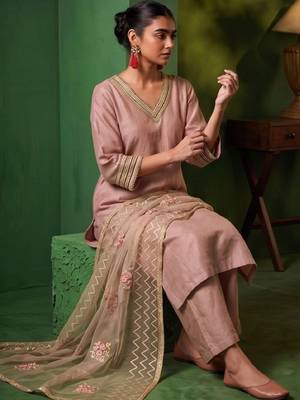 Women Ethnic Motifs Regular Thread Work Kurta with Palazzos & With Dupatta 2