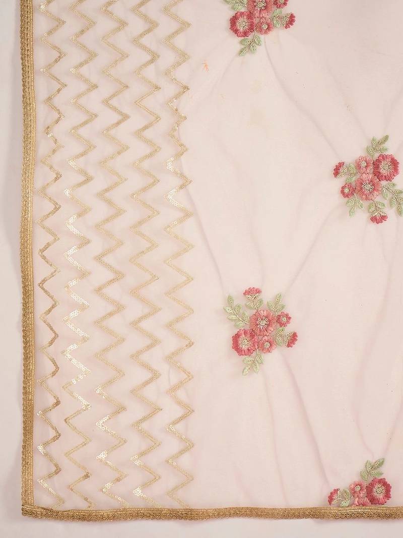 Women Ethnic Motifs Regular Thread Work Kurta with Palazzos & With Dupatta