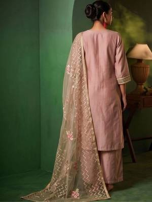 Women Ethnic Motifs Regular Thread Work Kurta with Palazzos & With Dupatta 7
