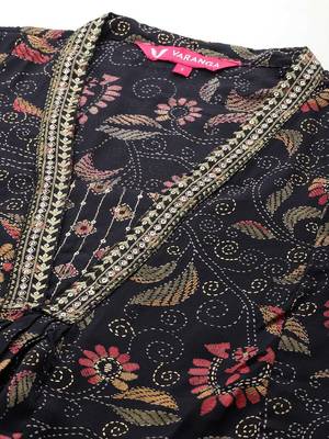 Floral Printed Sequinned Kurta With Trousers & Dupatta 2
