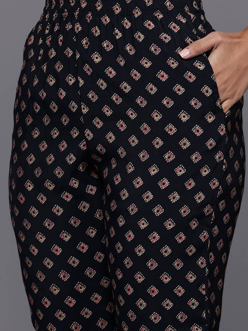 Floral Printed Sequinned Kurta With Trousers & Dupatta