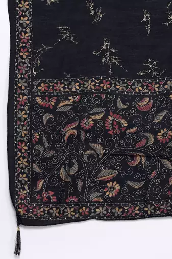 Floral Printed Sequinned Kurta With Trousers & Dupatta