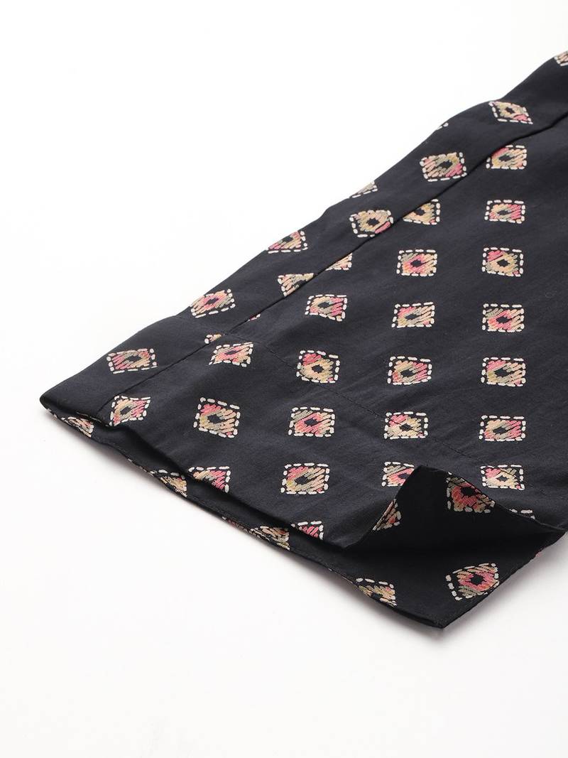 Floral Printed Sequinned Kurta With Trousers & Dupatta