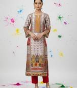 Women Ethnic Motifs Printed Regular Chanderi Silk Kurta with Trousers
