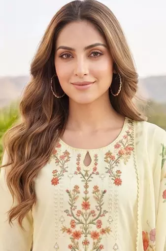 Women Floral Embroidered Regular Thread Work Kurta with Patiala & With Dupatta