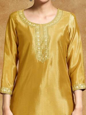 Ethnic Motifs Embroidered Beads and Stones Silk Crepe Kurta With Sharara & Dupatta 2