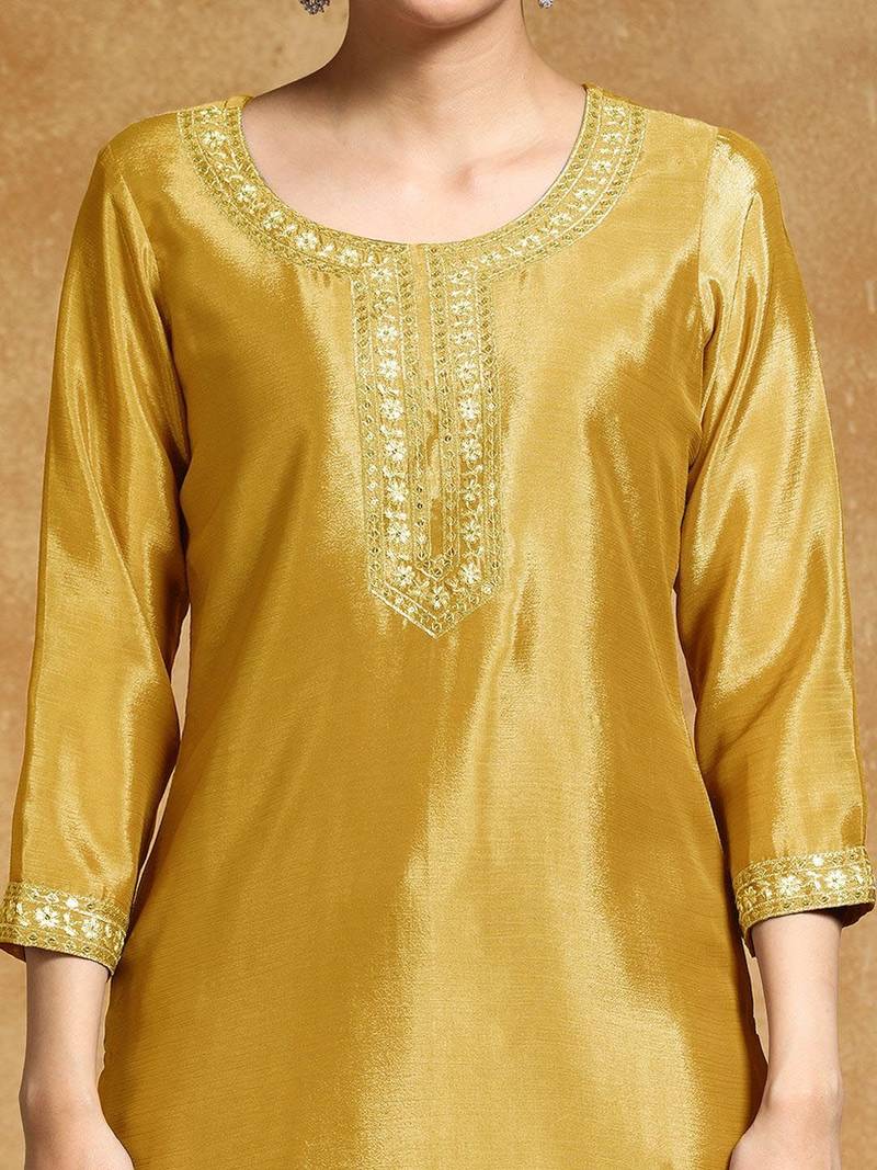 Ethnic Motifs Embroidered Beads and Stones Silk Crepe Kurta With Sharara & Dupatta