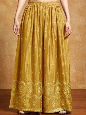 Ethnic Motifs Embroidered Beads and Stones Silk Crepe Kurta With Sharara & Dupatta 5