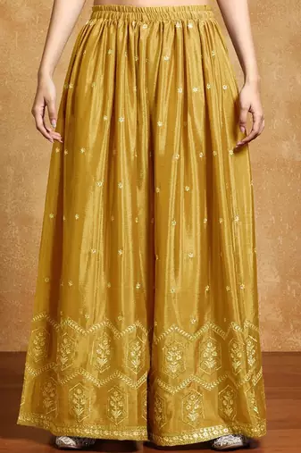 Ethnic Motifs Embroidered Beads and Stones Silk Crepe Kurta With Sharara & Dupatta
