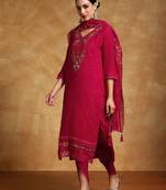 Women Floral Embroidered Regular Kurta with Trousers & With Dupatta