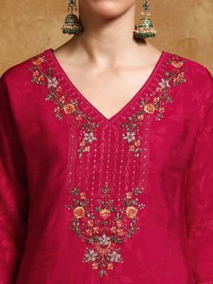 Women Floral Embroidered Regular Kurta with Trousers & With Dupatta 7