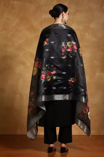 Women Floral Embroidered Regular Thread Work Kurta with Trousers & With Dupatta