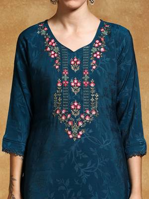 Women Floral Embroidered Regular Kurta with Trousers & With Dupatta 7