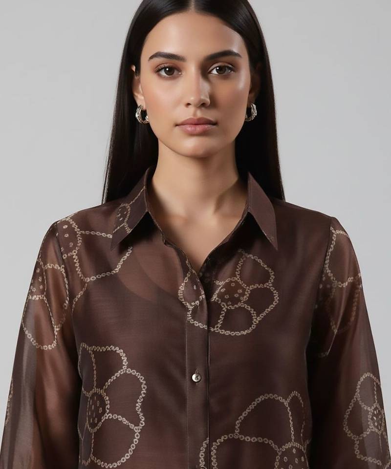 Women Floral Printed Regular Chanderi Silk Kurta with Trousers