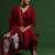 Thread Work V-Neck Straight Kurta With Trousers And Dupatta