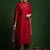 Thread Work V-Neck Straight Kurta With Trousers And Dupatta