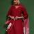 Thread Work V-Neck Straight Kurta With Trousers And Dupatta