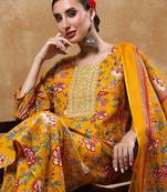 Women Floral Yoke Design Straight Kurta with Trousers & Dupatta