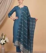 Women Ethnic Motifs Embroidered Regular Thread Work Kurta with Trousers & With Dupatta