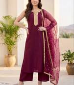 Women Ethnic Motifs Embroidered Regular Kurta with Palazzos & With Dupatta