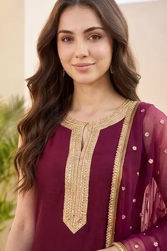 Women Ethnic Motifs Embroidered Regular Kurta with Palazzos & With Dupatta
