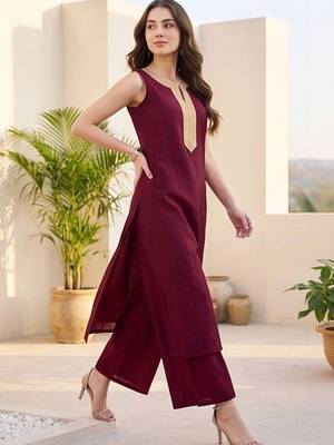 Women Ethnic Motifs Embroidered Regular Kurta with Palazzos & With Dupatta 5