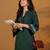 Floral Embroidered Thread Work Mandarin Collar Straight Kurta With Trousers