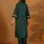 Floral Embroidered Thread Work Mandarin Collar Straight Kurta With Trousers