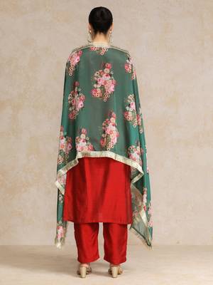 Women Embroidered Regular Kurta with Trousers & With Dupatta 5