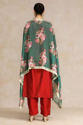 Women Embroidered Regular Kurta with Trousers & With Dupatta