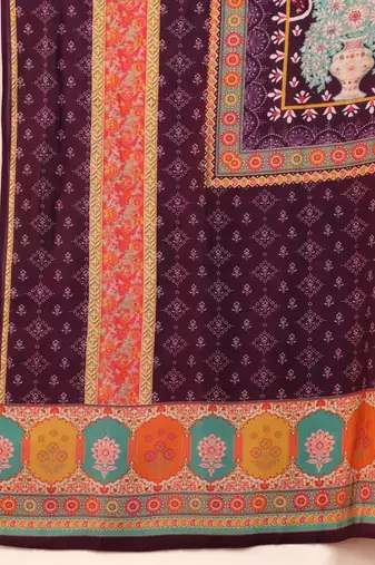 Ethnic Motifs Printed Gotta Patti Chanderi Silk Kurta With Trousers & Dupatta