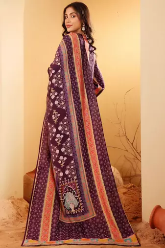 Ethnic Motifs Printed Gotta Patti Chanderi Silk Kurta With Trousers & Dupatta