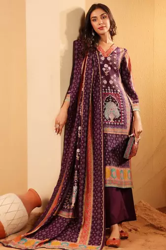 Ethnic Motifs Printed Gotta Patti Chanderi Silk Kurta With Trousers & Dupatta