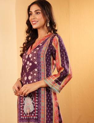 Ethnic Motifs Printed Gotta Patti Chanderi Silk Kurta With Trousers & Dupatta 6