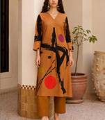 Mul Cotton Printed A Line Kurta With Solid Trouser