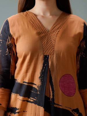 Mul Cotton Printed A Line Kurta With Solid Trouser 2