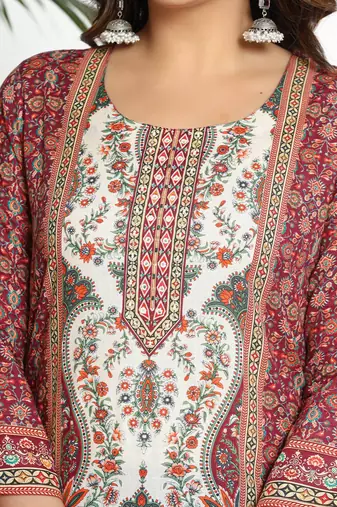Women Paisley Printed Regular Beads and Stones Pure Cotton Kurta with Trousers & With Dupatta
