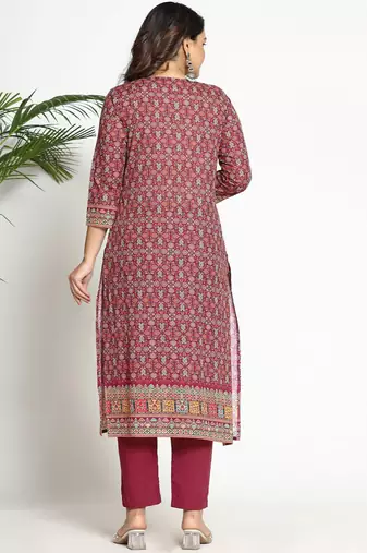 Women Paisley Printed Regular Beads and Stones Pure Cotton Kurta with Trousers & With Dupatta