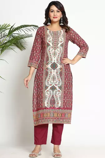 Women Paisley Printed Regular Beads and Stones Pure Cotton Kurta with Trousers & With Dupatta