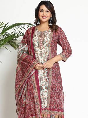 Women Paisley Printed Regular Beads and Stones Pure Cotton Kurta with Trousers & With Dupatta 5