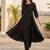 Women Printed Empire Thread Work Silk Crepe Kurta with Trousers