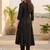 Women Printed Empire Thread Work Silk Crepe Kurta with Trousers