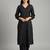 Women Striped Regular Silk Crepe Kurta with Trousers