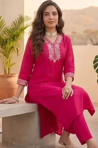 Women Ethnic Motifs Embroidered Regular Thread Work Kurta with Trousers & With Dupatta