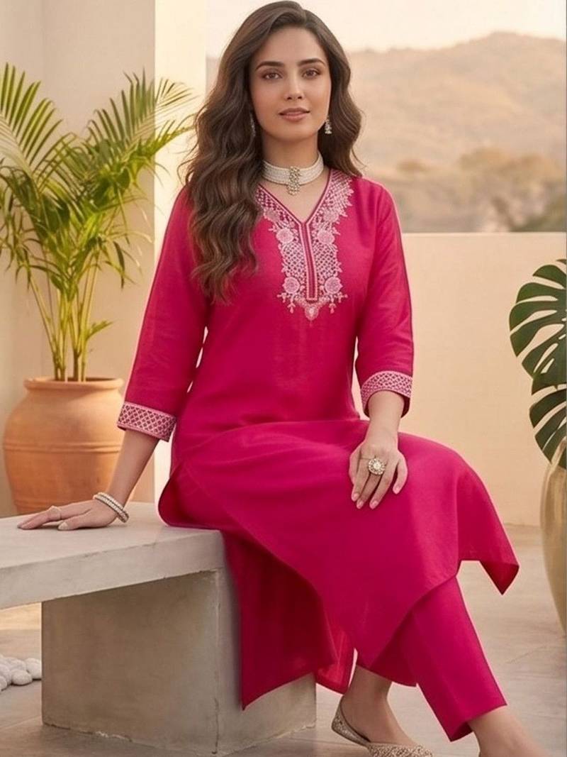 Women Ethnic Motifs Embroidered Regular Thread Work Kurta with Trousers & With Dupatta