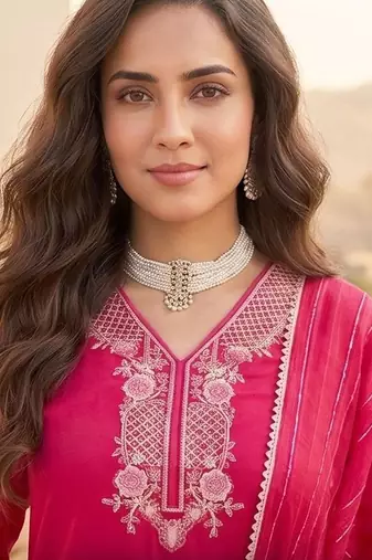 Women Ethnic Motifs Embroidered Regular Thread Work Kurta with Trousers & With Dupatta