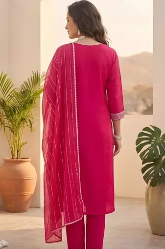 Women Ethnic Motifs Embroidered Regular Thread Work Kurta with Trousers & With Dupatta