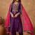 Floral Embroidered Thread Work Notch Neck Straight Kurta With Trousers & Dupatta