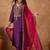 Floral Embroidered Thread Work Notch Neck Straight Kurta With Trousers & Dupatta