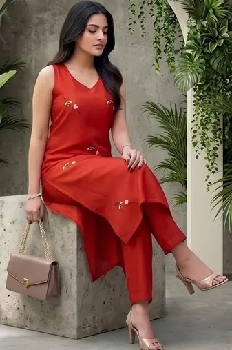 Women Ethnic Motifs Embroidered Regular Thread Work Kurta with Trousers